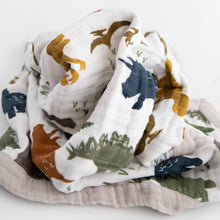 Load image into Gallery viewer, Little Unicorn Cotton Muslin Baby Blanket - Dino Friends