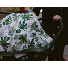 Load image into Gallery viewer, Muslin Car Seat Capsule Canopy Cover V2 - Tropical Leaf