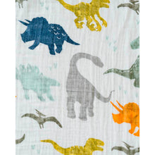 Load image into Gallery viewer, Single Cotton Muslin Swaddle - Dino Friends
