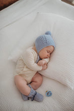 Load image into Gallery viewer, Snuggle Hunny Blue Merino Wool Bonnet &amp; Booties