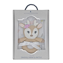 Load image into Gallery viewer, Jersey Swaddle &amp; Rattle Gift Set - Ava/Fawn