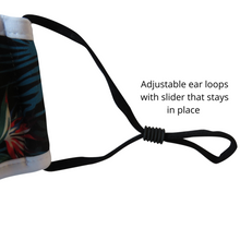 Load image into Gallery viewer, ADULT REUSABLE FABRIC FACE MASK - WITH NOSE WIRE, FILTER POCKET AND TWO 2.5 FILTERS - LITTLE FLOWER