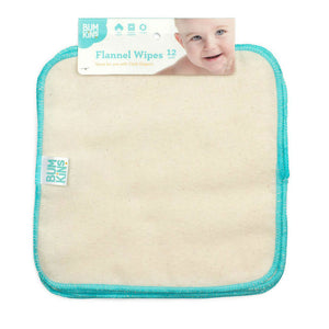 Reusable Baby Wipes - Natural/Aqua Trim 12pk