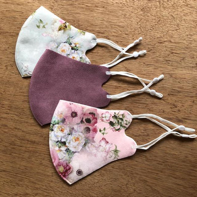 Queen of the Foxes - ADULT PACK OF 3 FACE MASKS | SUMMER BOUQUET - FLORAL BLUSH, MAUVE, FLORAL OCEAN