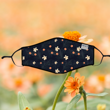 Load image into Gallery viewer, ADULT REUSABLE FABRIC FACE MASK - WITH NOSE WIRE, FILTER POCKET AND TWO 2.5 FILTERS - LITTLE FLOWER