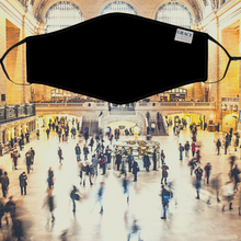 Load image into Gallery viewer, ADULT REUSABLE FABRIC FACE MASK - WITH NOSE WIRE, FILTER POCKET AND TWO 2.5 FILTERS - BLACK