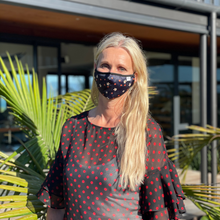 Load image into Gallery viewer, ADULT REUSABLE FABRIC FACE MASK - WITH NOSE WIRE, FILTER POCKET AND TWO 2.5 FILTERS - LITTLE FLOWER