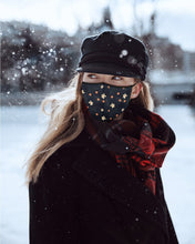 Load image into Gallery viewer, ADULT REUSABLE FABRIC FACE MASK - WITH NOSE WIRE, FILTER POCKET AND TWO 2.5 FILTERS - LITTLE FLOWER