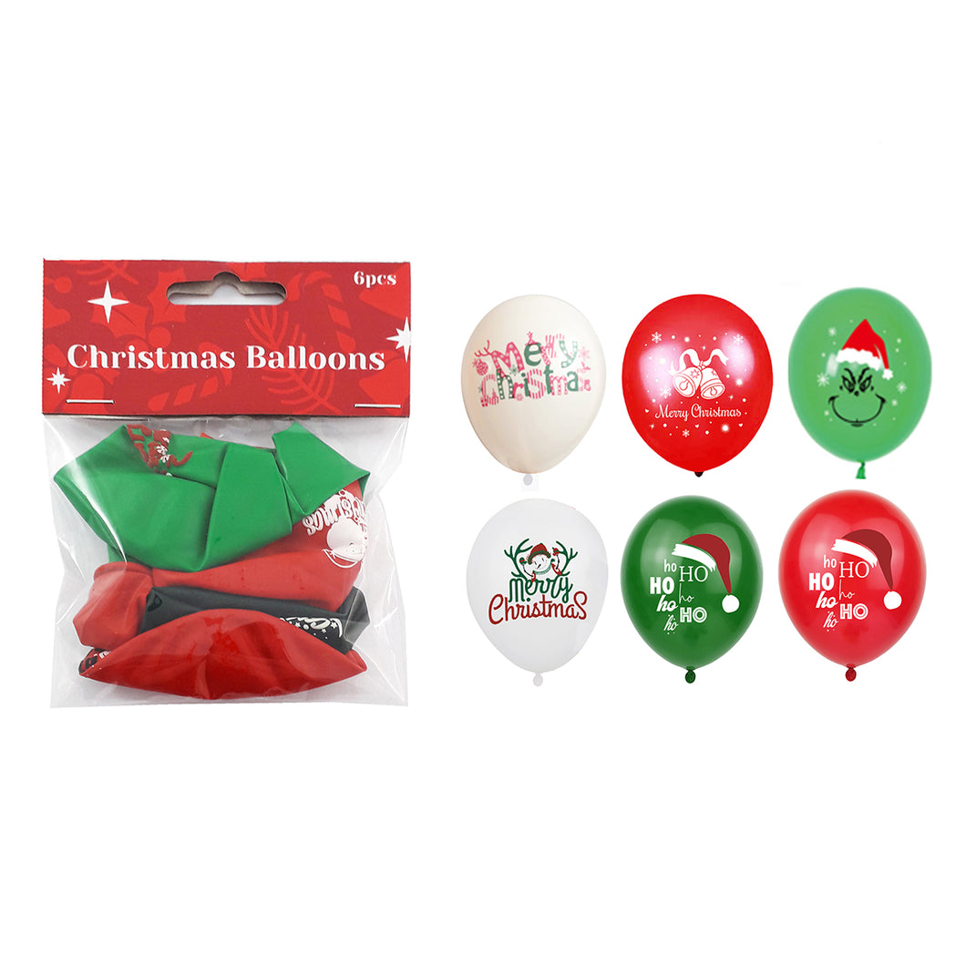 Xmas Balloons 30cm 6pcs