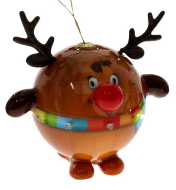 COTTON CANDY CHRISTMAS HANGING LED BAUBLE REINDEER 10CM