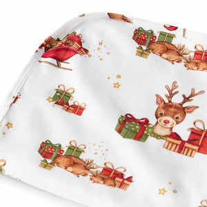 Reindeer Organic Jersey Wrap & Beanie Set + Milestone Card