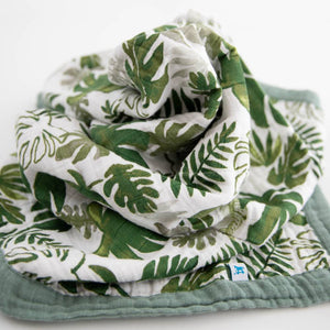 Little Unicorn Cotton Muslin Baby Blanket - Tropical Leaf