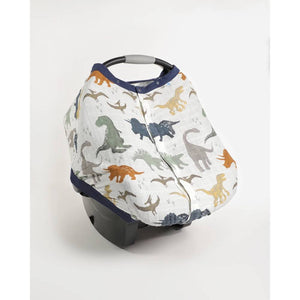Muslin Car Seat Capsule Canopy Cover V2 - Dino Friends