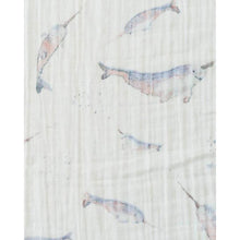 Load image into Gallery viewer, Single Cotton Muslin Swaddle - Narwhal