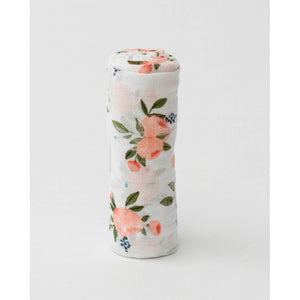 Single Cotton Muslin Swaddle - Watercolour Roses