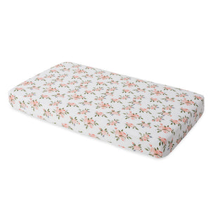 Cotton Muslin Cot Sheet - Watercolour Roses