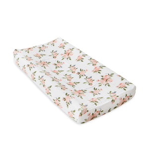 Little Unicorn Muslin Changing Pad Cover / Bassinet Sheet - Watercolour Roses