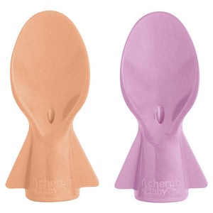 Cherub Baby UNIVERSAL FOOD POUCH SPOON 2PK PINK & ORANGE