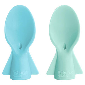 Cherub Baby UNIVERSAL FOOD POUCH SPOON 2PK Green/Blue