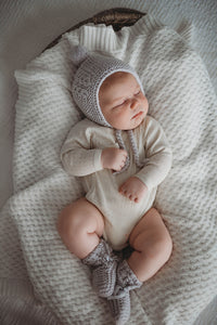 Snuggle Hunny Grey Merino Wool Bonnet & Booties
