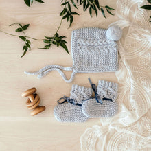 Load image into Gallery viewer, Snuggle Hunny Blue Merino Wool Bonnet &amp; Booties