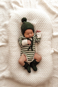 Snuggle Hunny Olive Merino Wool Bonnet & Booties