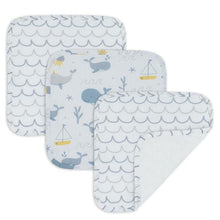 Load image into Gallery viewer, 3-PACK MUSLIN WASH CLOTHS - Whales