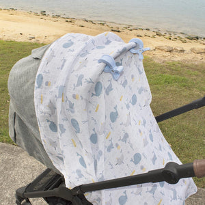 MUSLIN SWADDLE & PRAM PEGS - WHALE OF A TIME