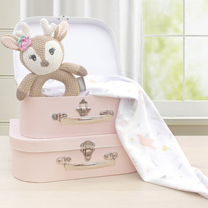 Jersey Swaddle & Rattle Gift Set - Ava/Fawn