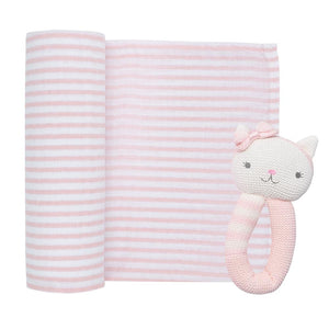 DAISY THE CAT RATTLE & MUSLIN GIFT SET