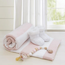 Load image into Gallery viewer, 100% COTTON KNIT WIDE STRIPE BLANKET - PINK/WHITE