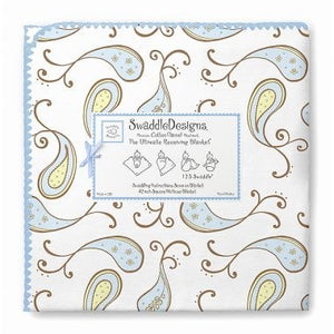 Ultimate Receiving Blanket - Triplets Paisley blue