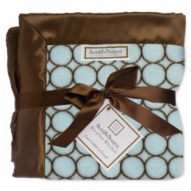 Stroller Blanket- Fuzzy Pastel Blue with Brown Mod