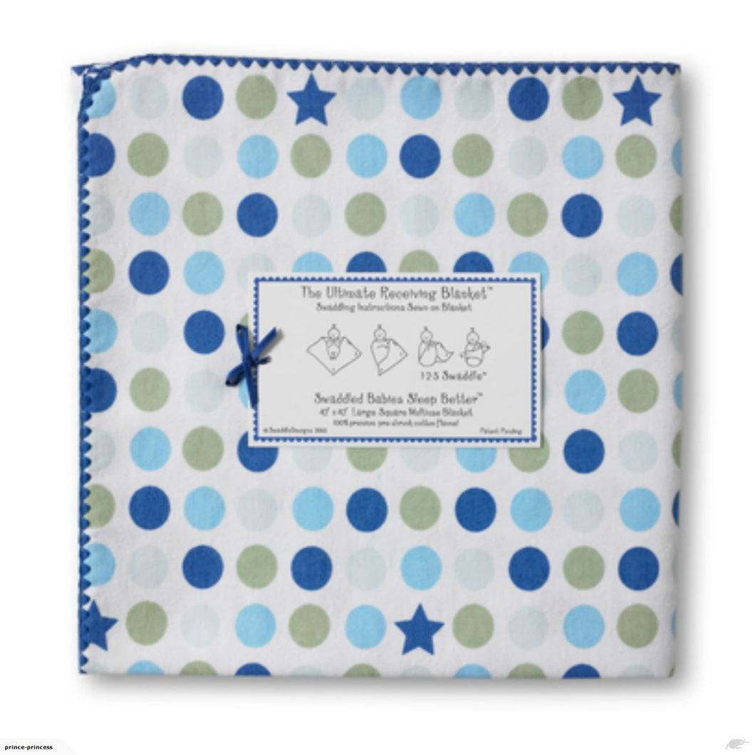 Stars and Dots Ultimate Receiving Blanket Blue