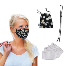 Load image into Gallery viewer, PREMIUM FACE MASK SET - 3 LAYER 100% COTTON REUSABLE FACE MASK - LITTLE DAISY