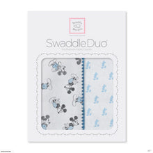 Load image into Gallery viewer, SwaddleDuo - Classic Mickey - Blue, Gray URB + Pastel Blue Little Mickey MSB