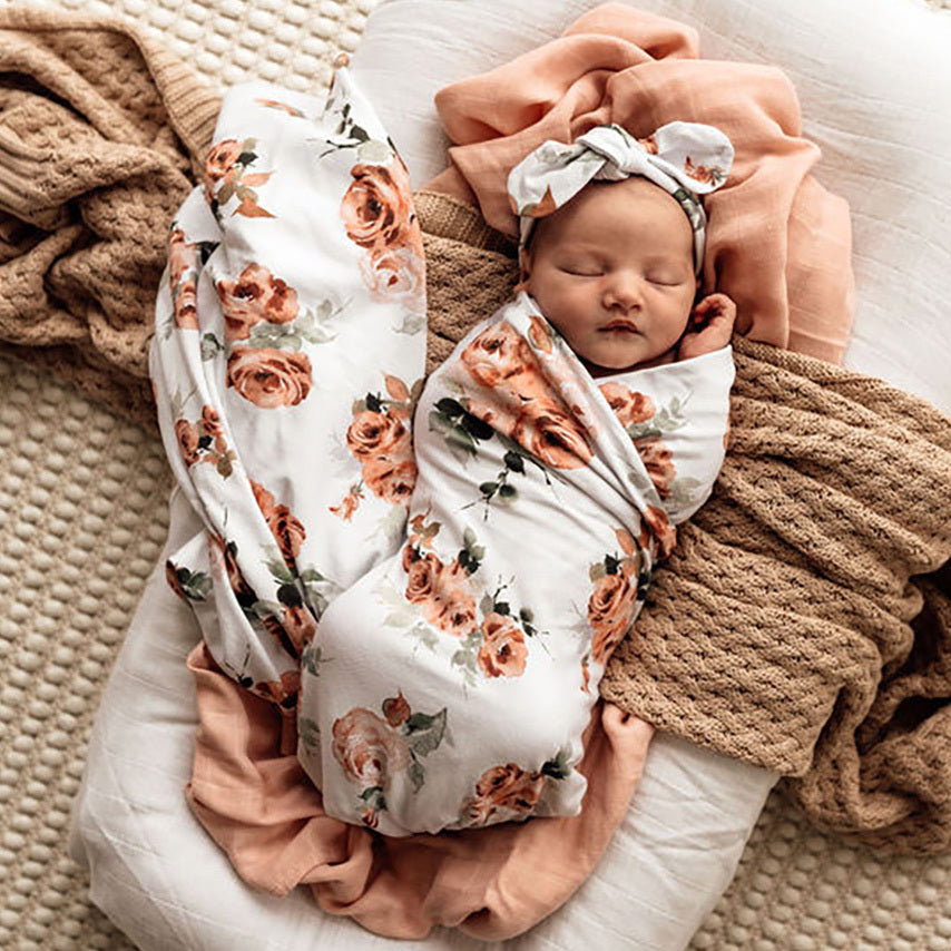 Rosebud | Baby Jersey Wrap & Topknot Set