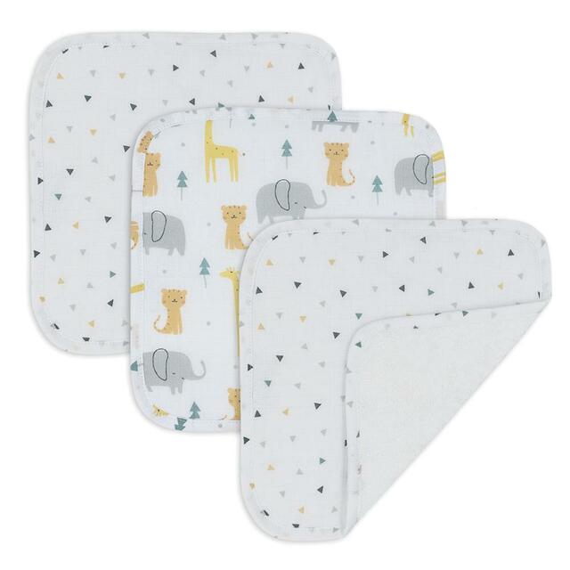 3-PACK MUSLIN WASH CLOTHS - Animals