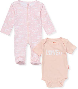 LOVE baby feet baby girls 2 piece onesie + footie set
