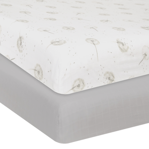 Organic Muslin 2-pack Cot Fitted Sheets - Dandelion Grey