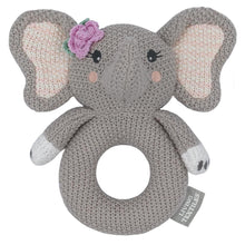 Load image into Gallery viewer, Whimsical Knitted Ring Rattle (Ella the Elephant)