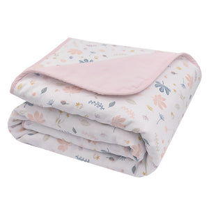 Organic Muslin Cot Blanket - Botanical/Blush