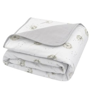Organic Muslin Cot Blanket - Dandelion/Grey