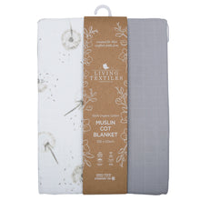 Load image into Gallery viewer, Organic Muslin Cot Blanket - Dandelion/Grey