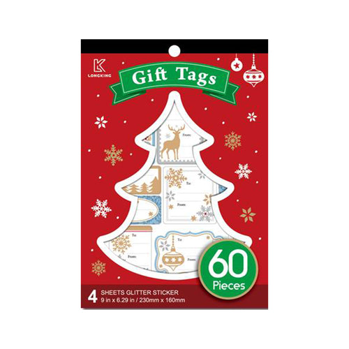 Xmas Gift Tag Sticker Book 60pc