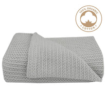 Load image into Gallery viewer, ORGANIC COT CELLULAR BLANKET - GREY
