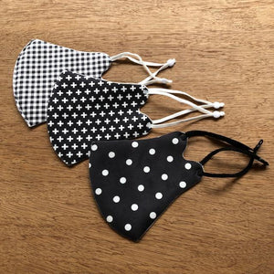 Queen of the Foxes - ADULT PACK OF 3 FACE MASKS | SOFTEST BLACK ESSENTIALS - SPOT, CROSSES AND GINGHAM