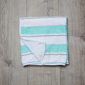 Lulujo Childhood Blanket - Aqua Bold Stripe