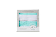 Load image into Gallery viewer, Lulujo Childhood Blanket - Aqua Bold Stripe