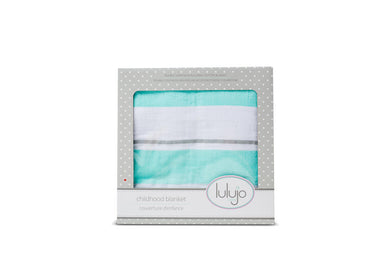 Lulujo Childhood Blanket - Aqua Bold Stripe